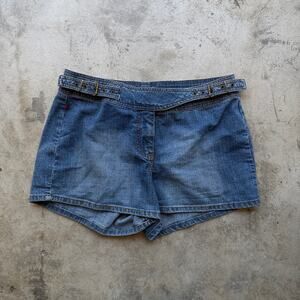 Vintage Y2K Belted Denim Shorts Western Cowgirl Size 13